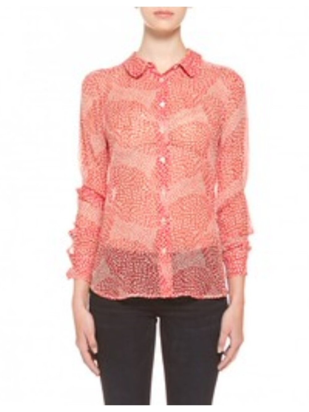 Equipment Femme Red Sophie Chrysanthemum Petal Patterned Long Sleeve Blouse